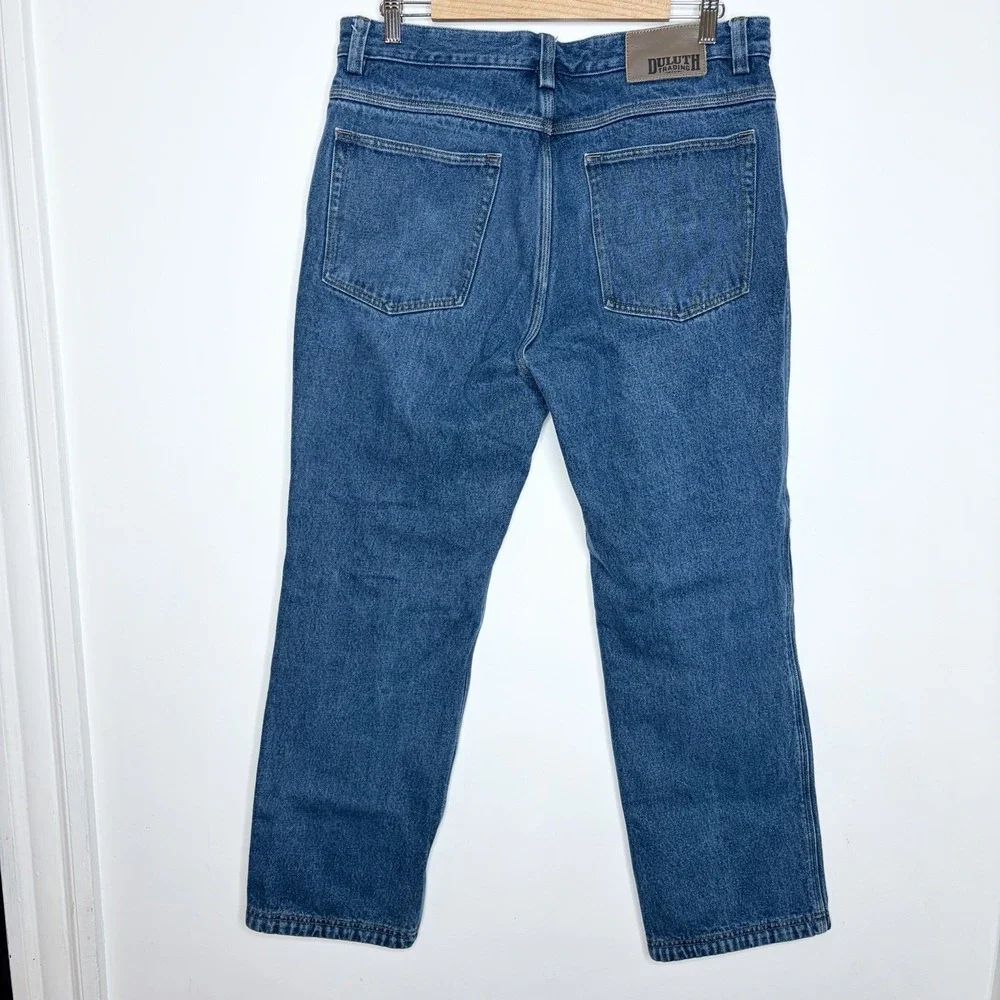 Duluth Trading Co Flannel Lined Jeans Mens Size 34x30 Medium Wash Straight Leg